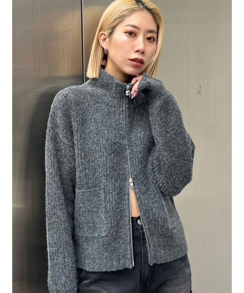 EMODA（エモダ）の「【WEB限定】ルーズハイネックリブニット（カーディガン/ボレロ・レディース・ミント/アイボリー/グレー/ブラック・FREE）」の13枚目の写真