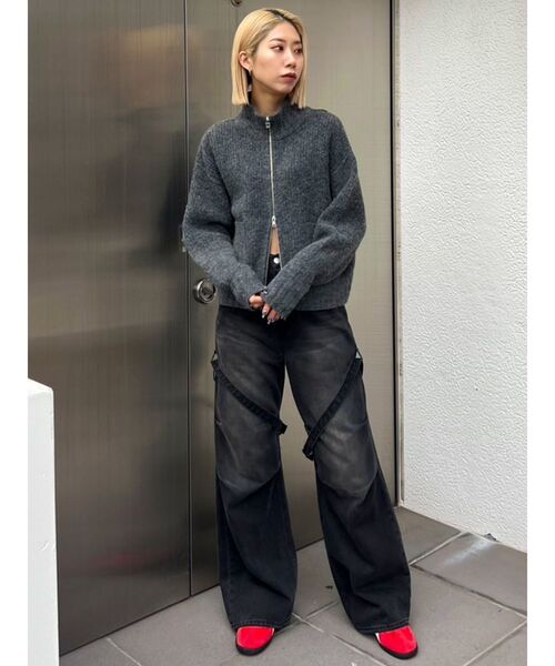 EMODA（エモダ）の「【WEB限定】ルーズハイネックリブニット（カーディガン/ボレロ・レディース・ミント/アイボリー/グレー/ブラック・FREE）」の15枚目の写真