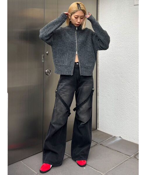 EMODA（エモダ）の「【WEB限定】ルーズハイネックリブニット（カーディガン/ボレロ・レディース・ミント/アイボリー/グレー/ブラック・FREE）」の16枚目の写真