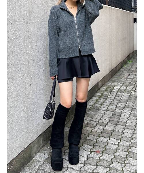 EMODA（エモダ）の「【WEB限定】ルーズハイネックリブニット（カーディガン/ボレロ・レディース・ミント/アイボリー/グレー/ブラック・FREE）」の18枚目の写真