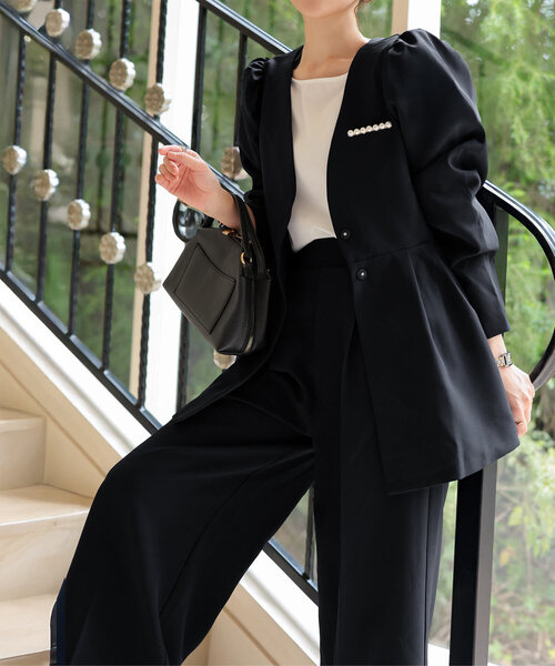 ひまわり☆さま専用 エムプルミエ ブラック　ヘプラム ブルゾン　ジャケット34 ひまわり☆さま専用 エムプルミエ ブラック ヘプラム ブルゾン