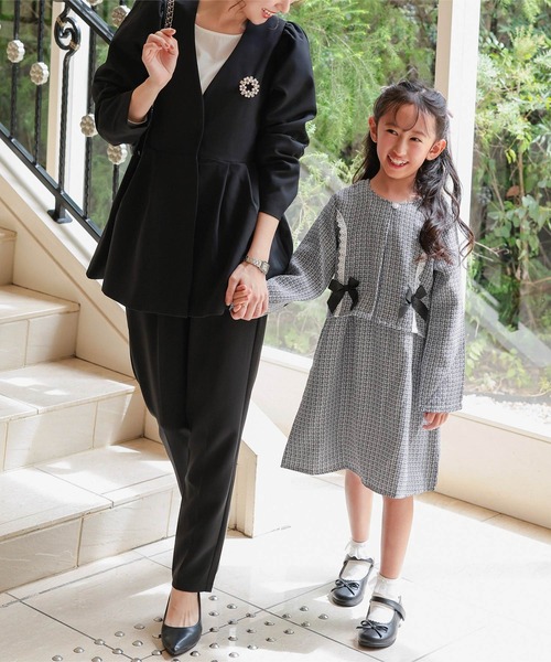 セレモニー ] サイズが選べるペプラムジャケット4点スーツ（スーツ