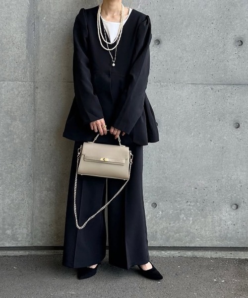 KOBE LETTUCE（コウベレタス）の「[ セレモニー ] サイズが選べるペプラムジャケット4点スーツ（スーツセット・レディース・ブラック/ネイビー/ネイビー系/ブラック系・M/L/M1/L1）」の8枚目の写真