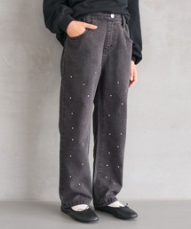 キッズ ラインストーン付きデニムパンツ