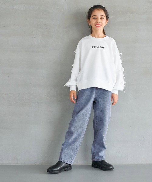 coca(coca)(コカ)の「キッズ ラインストーン付きデニムパンツ(デニムパンツ・キッズ・ブラック/ブルー・150/120/140/130)」の3枚目の写真