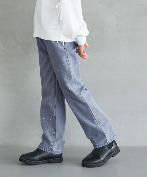 coca(coca)(コカ)の「キッズ ラインストーン付きデニムパンツ(デニムパンツ・キッズ・ブラック/ブルー・150/120/140/130)」の4枚目の写真