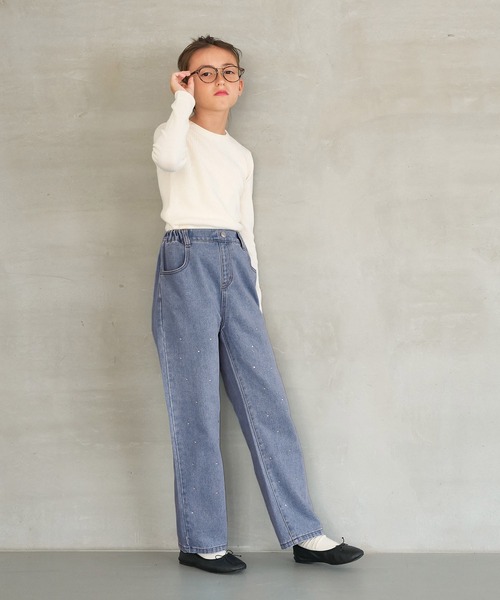 coca(coca)(コカ)の「キッズ ラインストーン付きデニムパンツ(デニムパンツ・キッズ・ブラック/ブルー・150/120/140/130)」の6枚目の写真