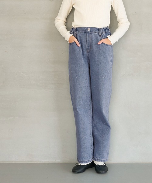coca(coca)(コカ)の「キッズ ラインストーン付きデニムパンツ(デニムパンツ・キッズ・ブラック/ブルー・150/120/140/130)」の5枚目の写真