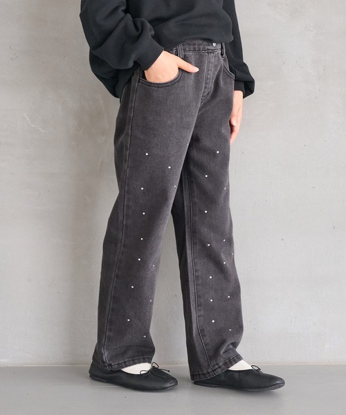 coca(coca)(コカ)の「キッズ ラインストーン付きデニムパンツ(デニムパンツ・キッズ・ブラック/ブルー・150/120/140/130)」の9枚目の写真