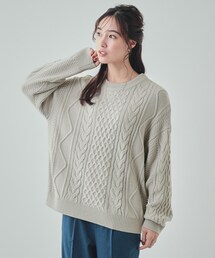 SHOO・LA・RUE | 【洗える/毛玉レス】ほっこり柔らか　ゆるっともちもちケーブルニット(ニット/セーター)