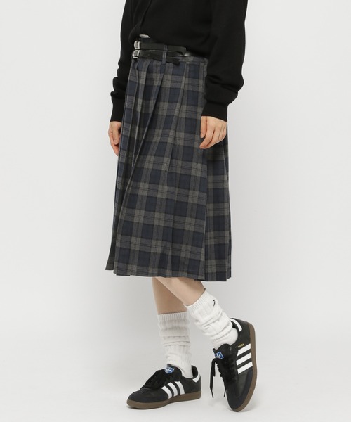 3.3 Field Trip （3.3フィールドトリップ）の「3.3 Field Trip／ベルトツキチェックスカート（スカート・レディース・グレー/ブラウン・FREE）」の14枚目の写真