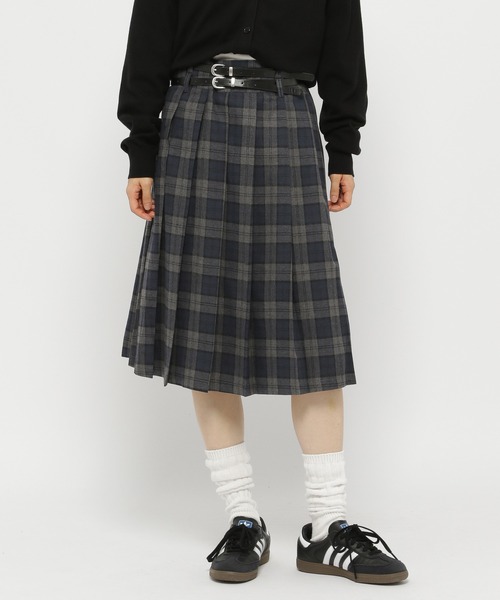 3.3 Field Trip （3.3フィールドトリップ）の「3.3 Field Trip／ベルトツキチェックスカート（スカート・レディース・グレー/ブラウン・FREE）」の13枚目の写真