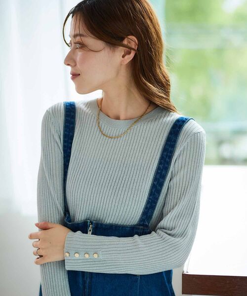 le.coeur blanc（ルクールブラン）の「デニムサロペットスカート（デニムスカート・レディース・ネイビー/ブルー・38）」の5枚目の写真