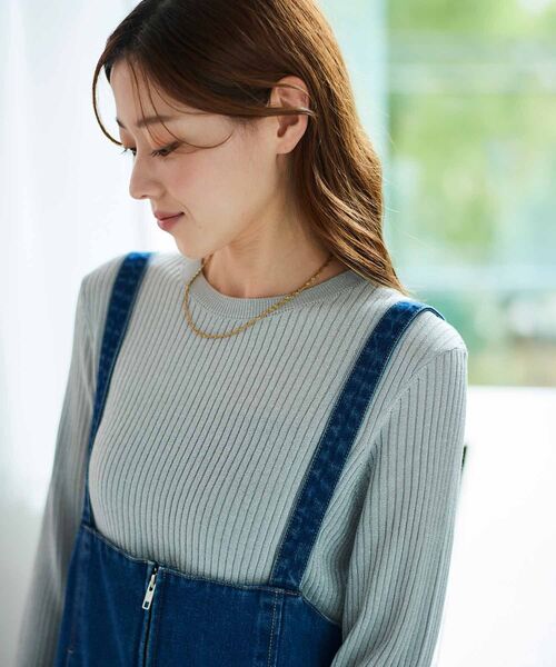 le.coeur blanc（ルクールブラン）の「デニムサロペットスカート（デニムスカート・レディース・ネイビー/ブルー・38）」の6枚目の写真