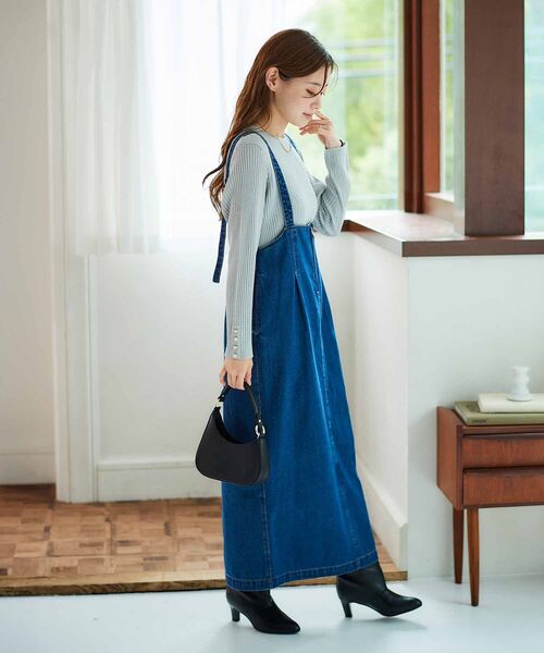 le.coeur blanc（ルクールブラン）の「デニムサロペットスカート（デニムスカート・レディース・ネイビー/ブルー・38）」の14枚目の写真