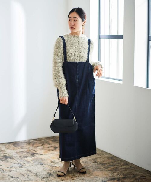 le.coeur blanc（ルクールブラン）の「デニムサロペットスカート（デニムスカート・レディース・ネイビー/ブルー・38）」の10枚目の写真