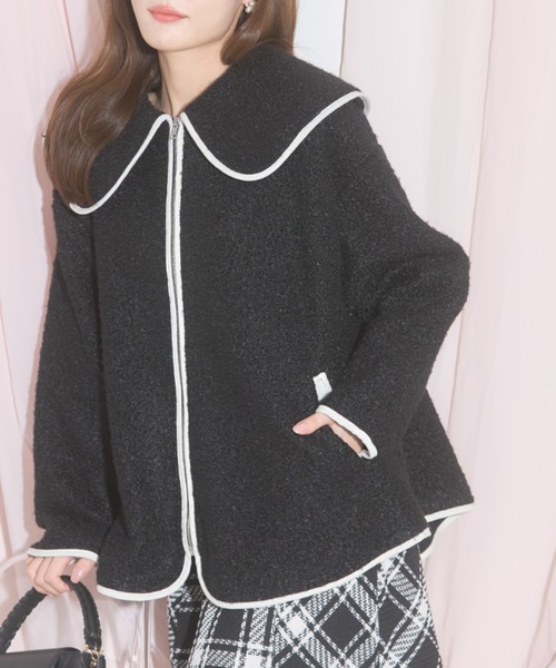 tocco closet(トッコ クローゼット)の「【ZOZO限定】ループブークレージャケット(その他アウター・レディース・ブラック/アイボリー/チャコールグレー・M)」の3枚目の写真