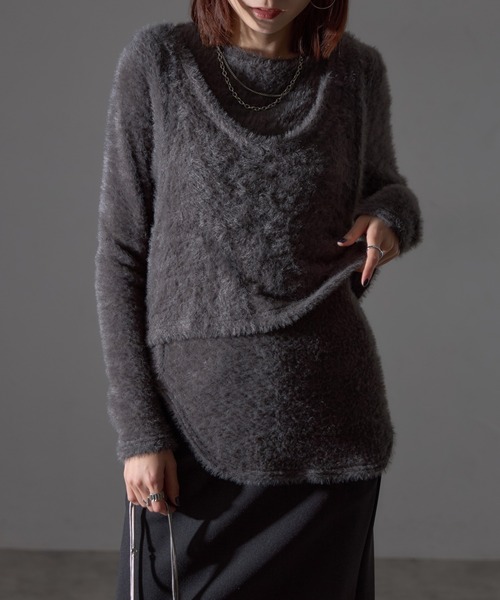 【セール】【アンサンブルセット】シャギーニット＋タンクキャミセット（ニット/セーター）｜each（イーチ）