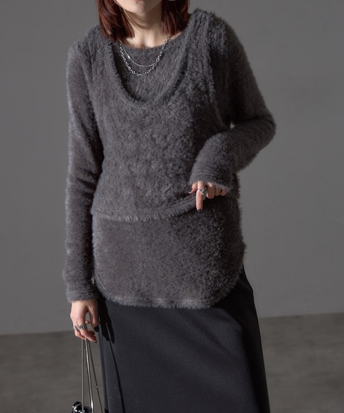 【セール】【アンサンブルセット】シャギーニット＋タンクキャミセット（ニット/セーター）｜each（イーチ）