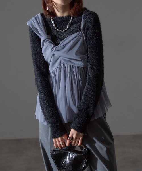 【セール】【アンサンブルセット】シャギーニット＋タンクキャミセット（ニット/セーター）｜each（イーチ）