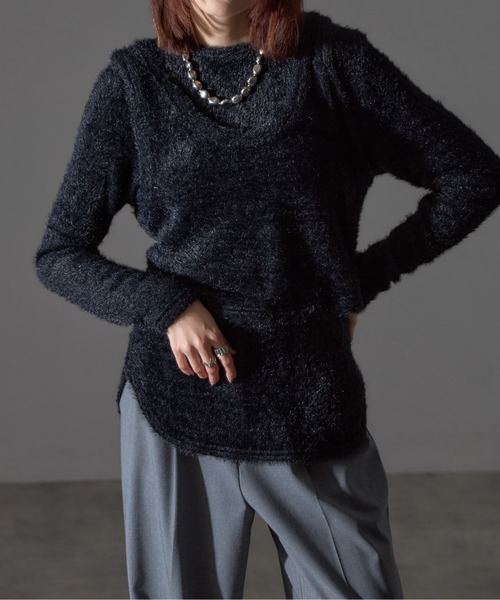 【セール】【アンサンブルセット】シャギーニット＋タンクキャミセット（ニット/セーター）｜each（イーチ）