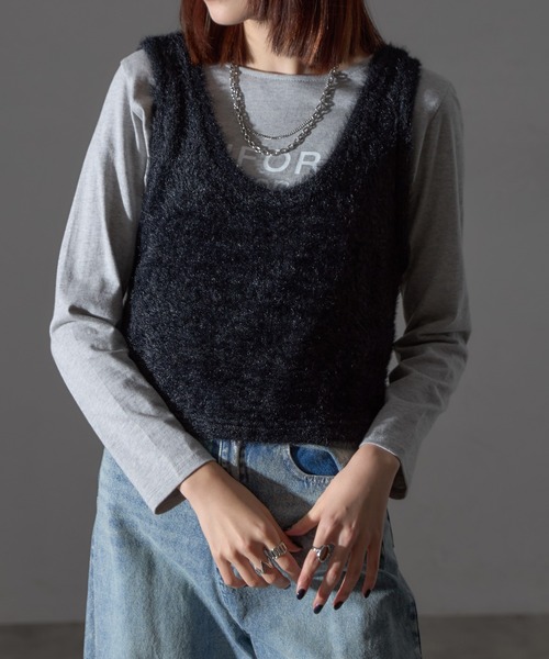 【セール】【アンサンブルセット】シャギーニット＋タンクキャミセット（ニット/セーター）｜each（イーチ）