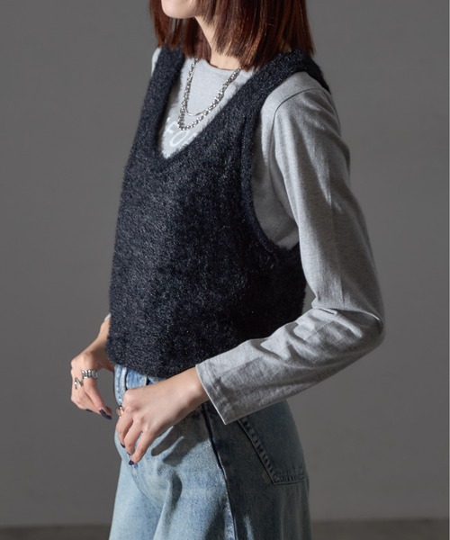 【セール】【アンサンブルセット】シャギーニット＋タンクキャミセット（ニット/セーター）｜each（イーチ）