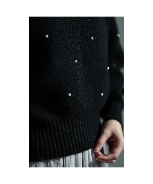 Sawa a la mode(サワアラモード)の「パール付きワッフルニット(ニット/セーター・レディース・マスタード/ブラック・FREE)」の12枚目の写真