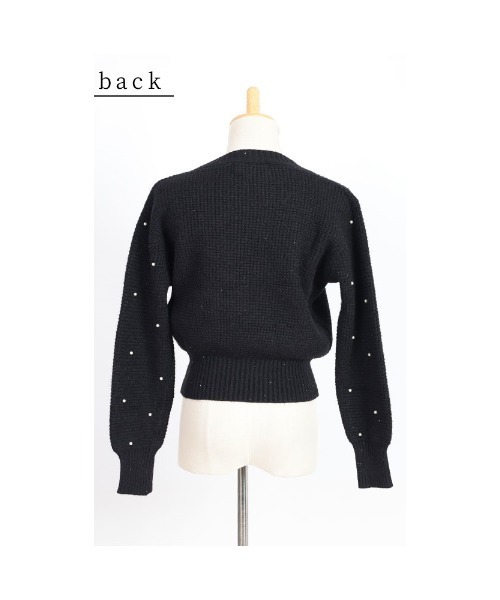 Sawa a la mode(サワアラモード)の「パール付きワッフルニット(ニット/セーター・レディース・マスタード/ブラック・FREE)」の5枚目の写真