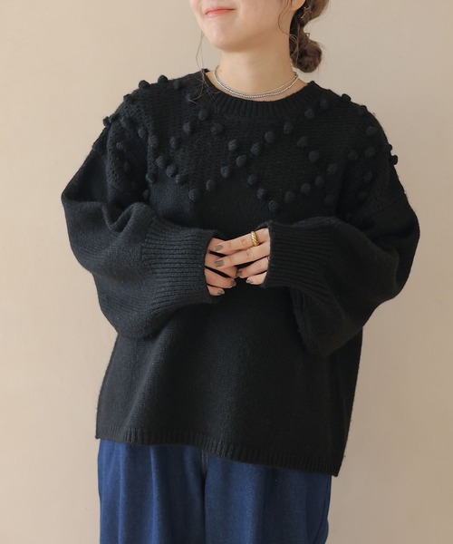 セール】【my fit CLIP/saito企画】3ゲージポンポンニットプルオーバー