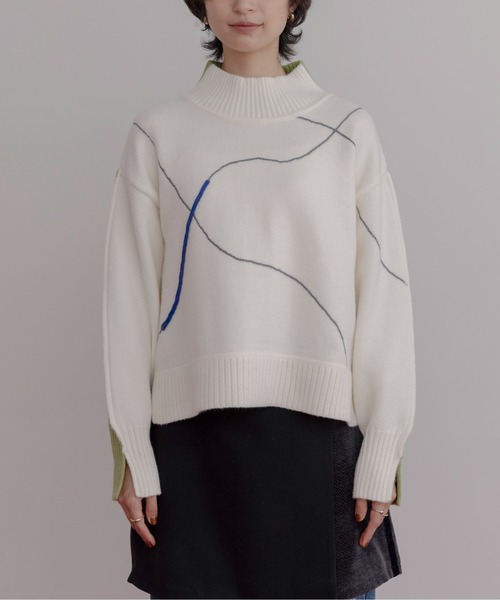 Eimee Law（エイミーロウ）の「ラインデザイン配色ニット（ニット/セーター・レディース・ブラック/アイボリー/ピンク/オフホワイト/チャコールグレー・FREE）」の14枚目の写真