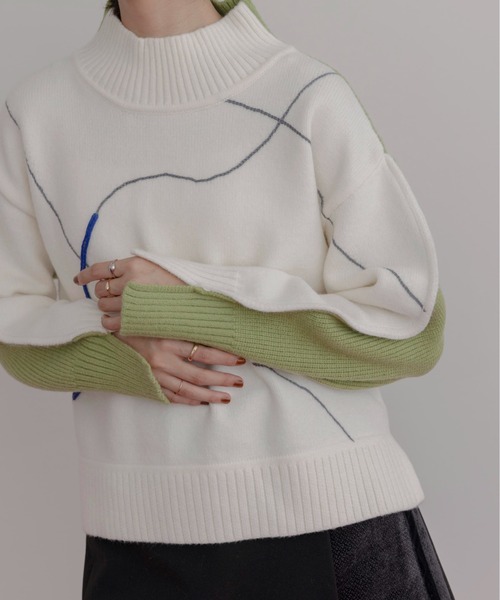 Eimee Law（エイミーロウ）の「ラインデザイン配色ニット（ニット/セーター・レディース・ブラック/アイボリー/ピンク/オフホワイト/チャコールグレー・FREE）」の20枚目の写真