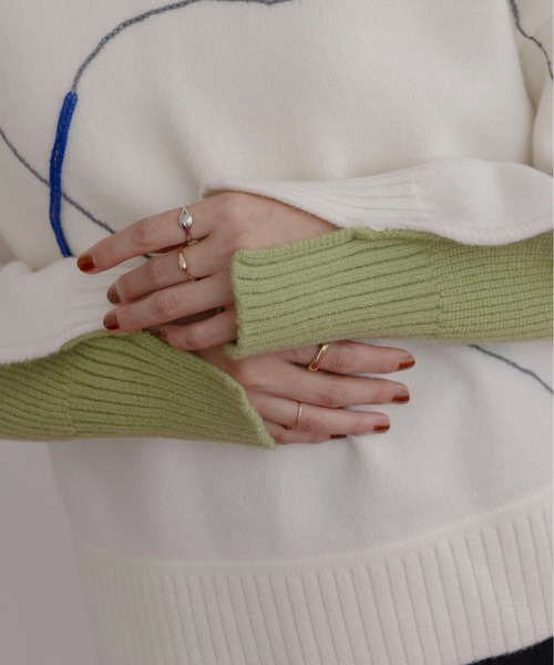 Eimee Law（エイミーロウ）の「ラインデザイン配色ニット（ニット/セーター・レディース・ブラック/アイボリー/ピンク/オフホワイト/チャコールグレー・FREE）」の21枚目の写真