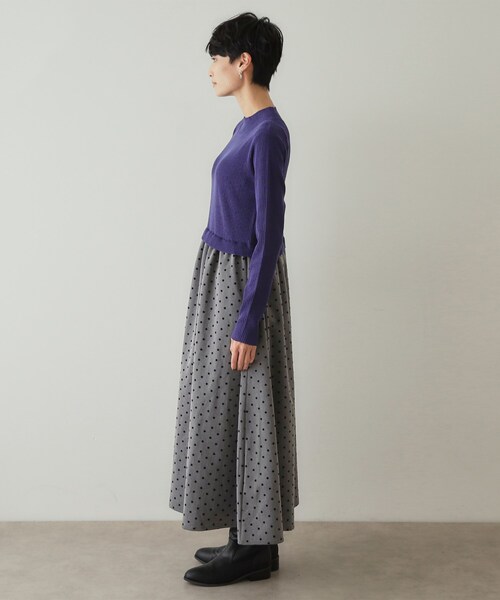 【セール】ニット×ドット柄 ドッキングニットワンピース（ワンピース）｜OPAQUE.CLIP（オペークドットクリップ）