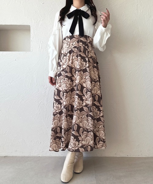 SOBRE フラワーフレアドッキングワンピース sahara（サハラ）の「フラワーフレアドッキングドレス/Flower Flare