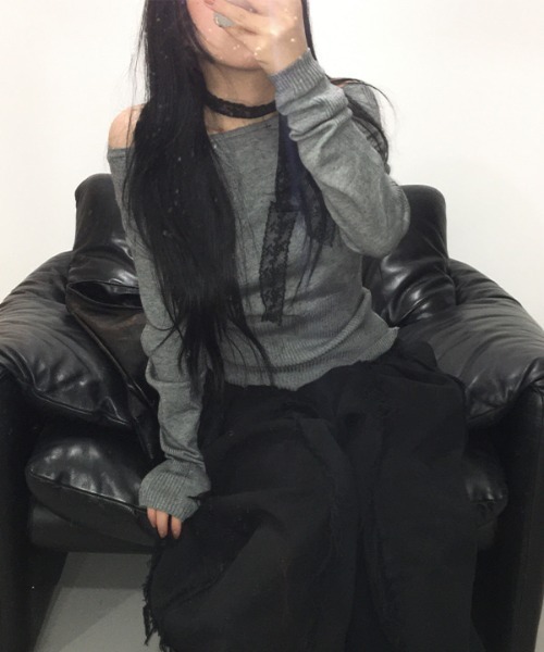 レーススカーフ付きオフショルダーニット（ニット/セーター）｜anyonemore（エニワンモア）