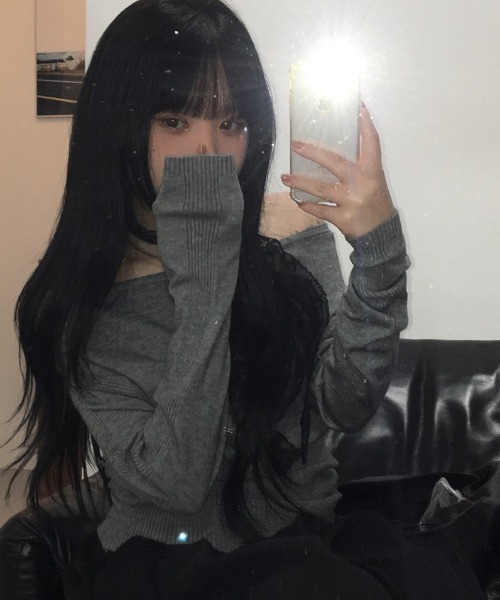 レーススカーフ付きオフショルダーニット（ニット/セーター）｜anyonemore（エニワンモア）