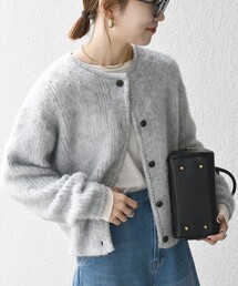 SHIPS any:〈手洗い可能〉シャギー クルーネック ニット カーディガン