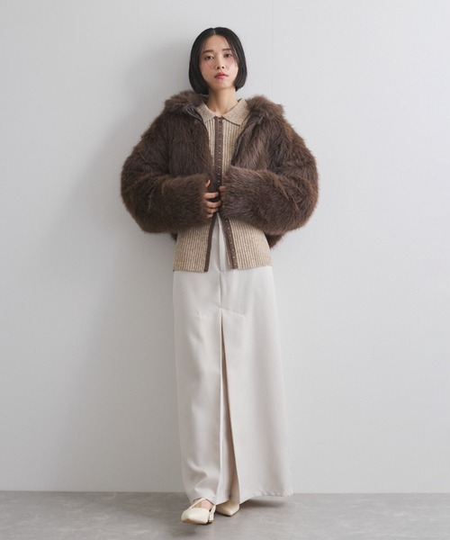 VICKY(ビッキー)の「フェイクファーショートジャケット(ダウンジャケット/コート・レディース・ベージュ/ブラウン・M)」の5枚目の写真