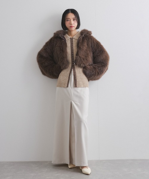 VICKY(ビッキー)の「フェイクファーショートジャケット(ダウンジャケット/コート・レディース・ベージュ/ブラウン・M)」の8枚目の写真
