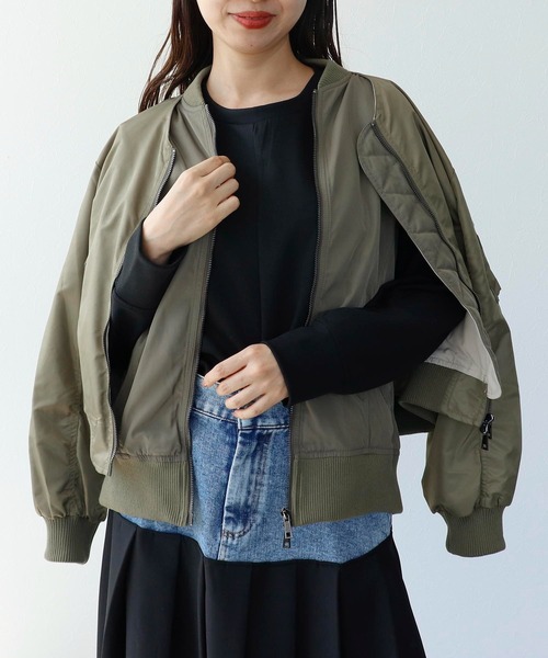 RISLEY★肩掛けミリタリージャケット　レイヤード　ノーカラー RISLEY】肩掛けMA-Iブルゾン（MA-1）｜Cepica（セピカ）のファッション