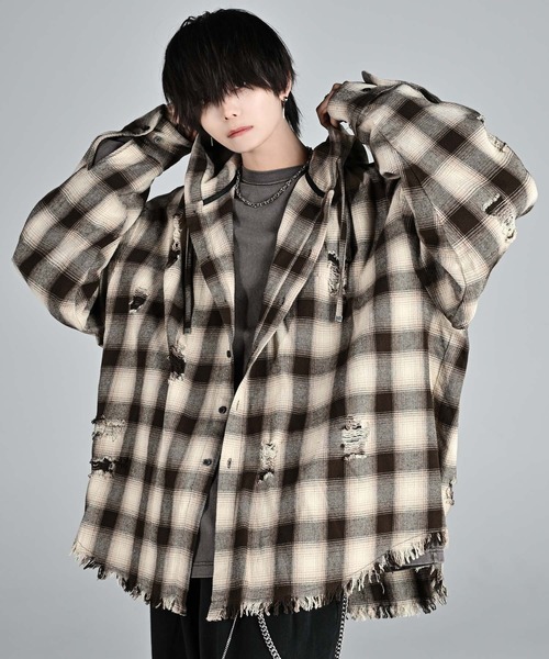 【ADRER】over size shirt parkerブラウン over size shirt parker / オーバーサイズシャツパーカー