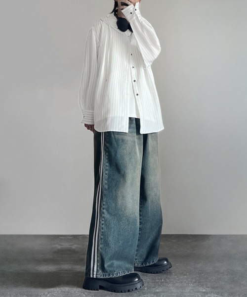 ADRER(アドラー)の「over size shirt parker / オーバーサイズシャツパーカー(シャツ/ブラウス・メンズ・ブラック系1/ブラウン系1/ブラック系2/ホワイト系1/ブラック系3/ブラウン系2/ブラック系4/ブルー系1/ブラウン系3・L/M/S/XS)」の15枚目の写真