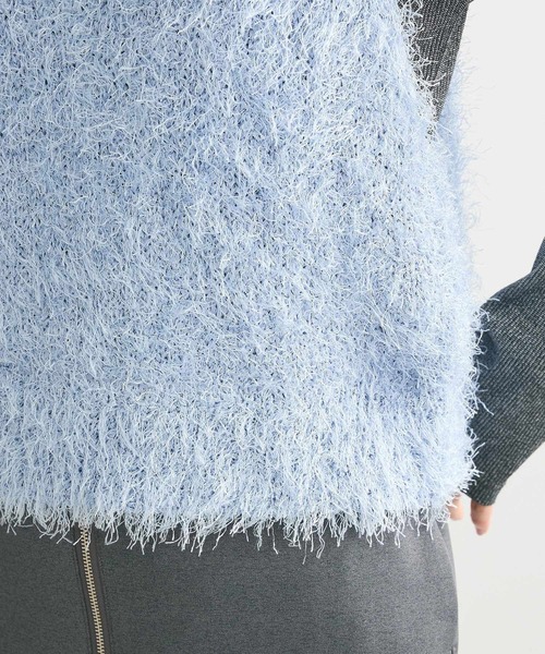 Green　Parks（グリーンパークス）の「Vネックフサフサベスト（ベスト・レディース・ライトグレー/サックスブルー/ホワイト系その他2・FREE）」の12枚目の写真