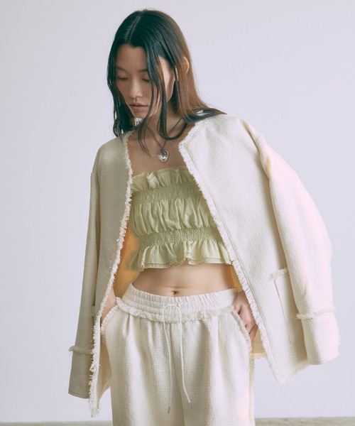 EN NEUME(エンノイム)の「【Set Up】Tweed Easy Pants(その他パンツ・レディース・ブルー/グレイッシュベージュ/アイボリー・FREE)」の6枚目の写真