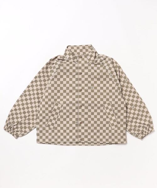 GROOVY COLORS（グルービーカラーズ）の「Checkered Flag Light Jacket（ナイロンジャケット・キッズ・カーキ・130）」の2枚目の写真