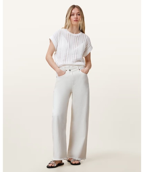 ALLSAINTS(オールセインツ)の「AKI CROSSOVER STRAIGHT LEG DENIM JEANS | AKI クロスオーバー ストレート レッグ デニム ジーンズ(デニムパンツ・レディース・ホワイト・25/27/26/24/28)」の1枚目の写真