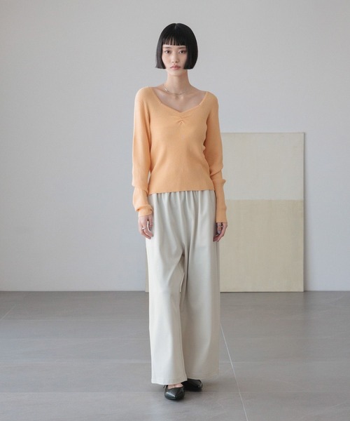 LOWRYS FARM（ローリーズファーム）の「ギャザーワイドイージーパンツ　288508（その他パンツ・レディース・ブラック/チャコールグレー/アイボリー/グリーン/ベージュ/ライトグリーン/ブルー/ベージュ系その他・FREE/LARGE/SMALL）」の15枚目の写真