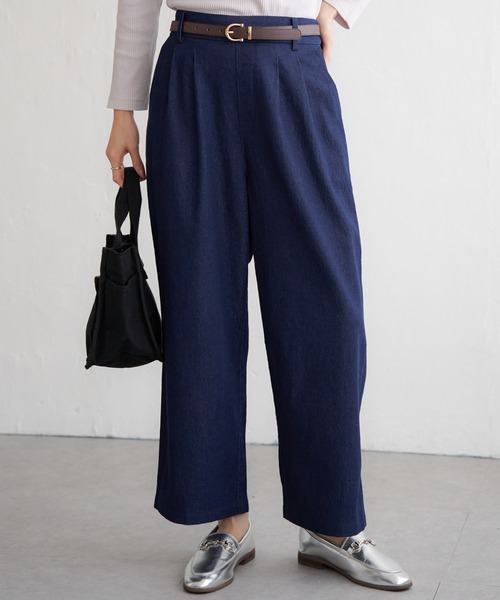 ikka(イッカ)の「フロントタックワイドパンツ(その他パンツ・レディース・ネイビー/ベージュ/グレー/ブラック・M/L/S)」の4枚目の写真