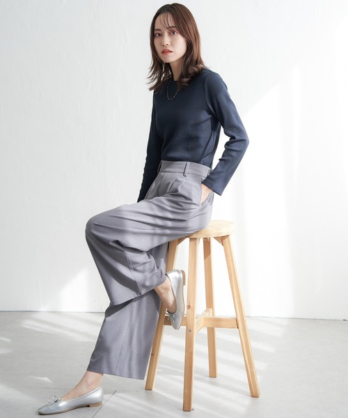 ikka(イッカ)の「フロントタックワイドパンツ(その他パンツ・レディース・ネイビー/ベージュ/グレー/ブラック・M/L/S)」の19枚目の写真